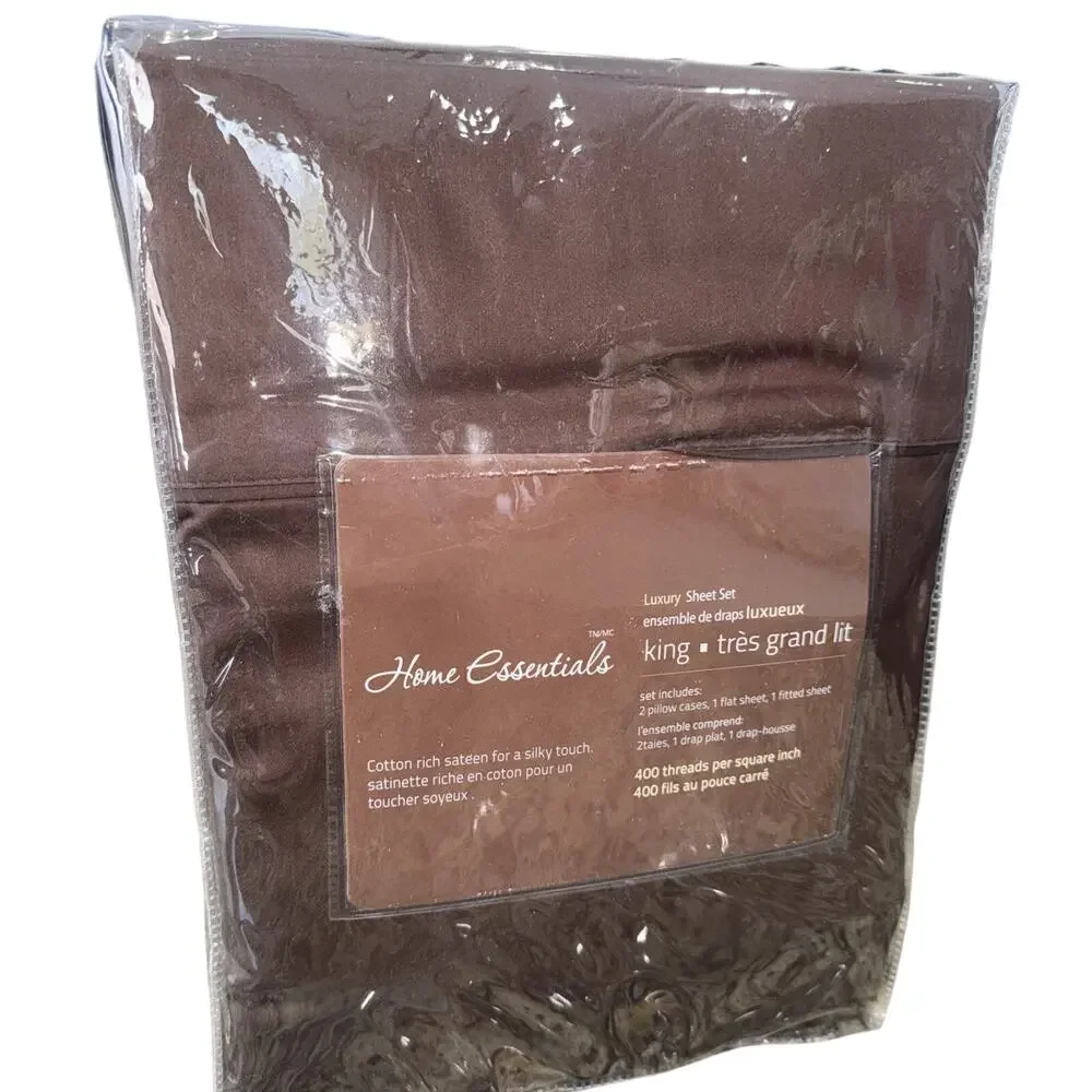 4 Piece King Size Sheet Set Luxury Sateen Chocolate Brown Bedding New